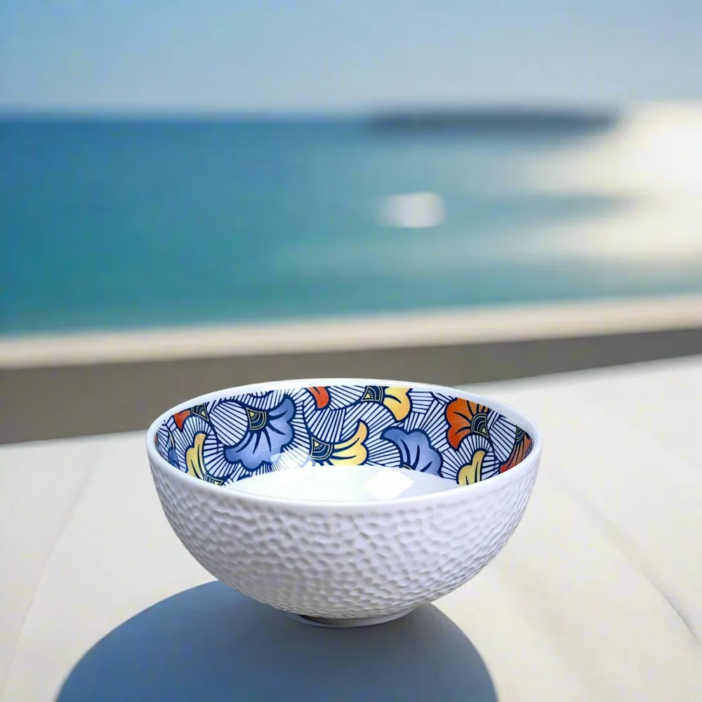 Gifts - Autumn Awakening: Customizable Fine Porcelain Breakfast Set - Unique 'Wedding Flowers' WAX Blue Pattern - KEMI HOME ART