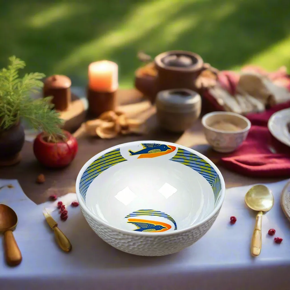 Gifts - Morning Awakening: Customizable French Fine Porcelain Breakfast Set - WAX Swallow Motif, Art of Living & Symbols of Hope - KEMI HOME ART