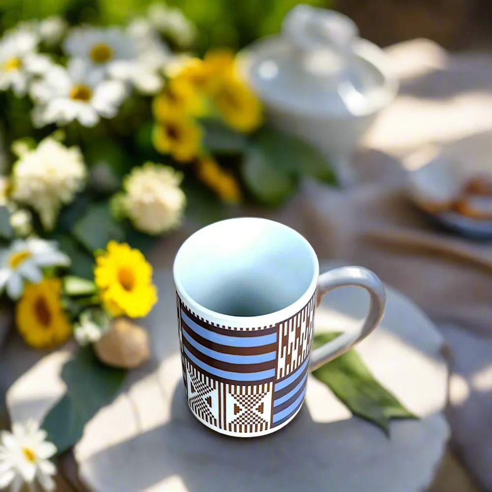 Gifts - Morning Awakening: Customizable Fine Porcelain Breakfast Set - Kanta Niger Motif, Unique French Craftsmanship - KEMI HOME ART
