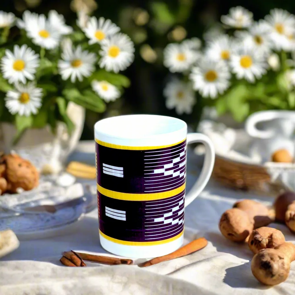 Gifts - Baoulé Awakening: Customizable French Porcelain Breakfast Set – Bowl, Plate & Mug with Sacred Elephant Motifs - KEMI HOME ART