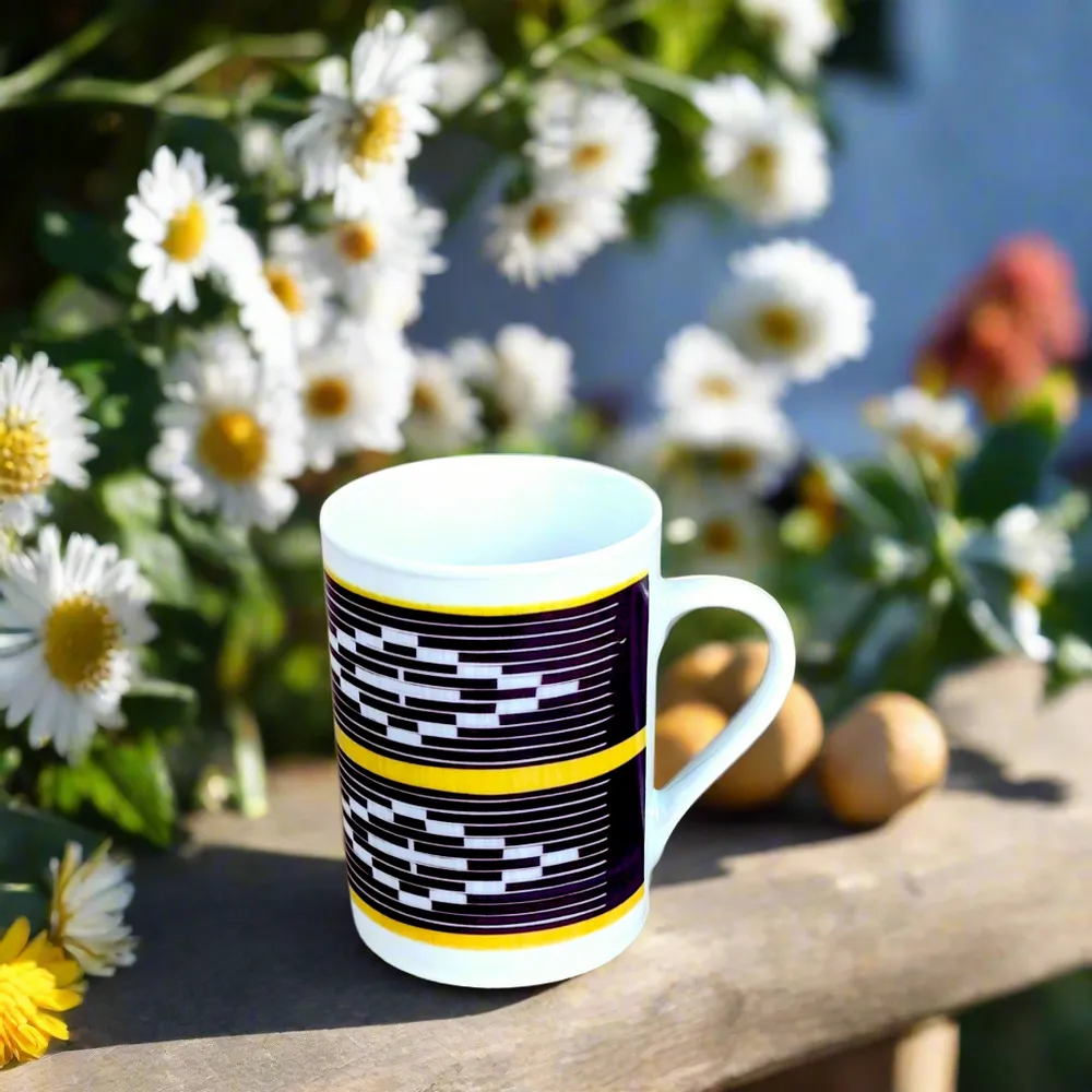 Gifts - Baoulé Awakening: Customizable French Porcelain Breakfast Set – Bowl, Plate & Mug with Sacred Elephant Motifs - KEMI HOME ART