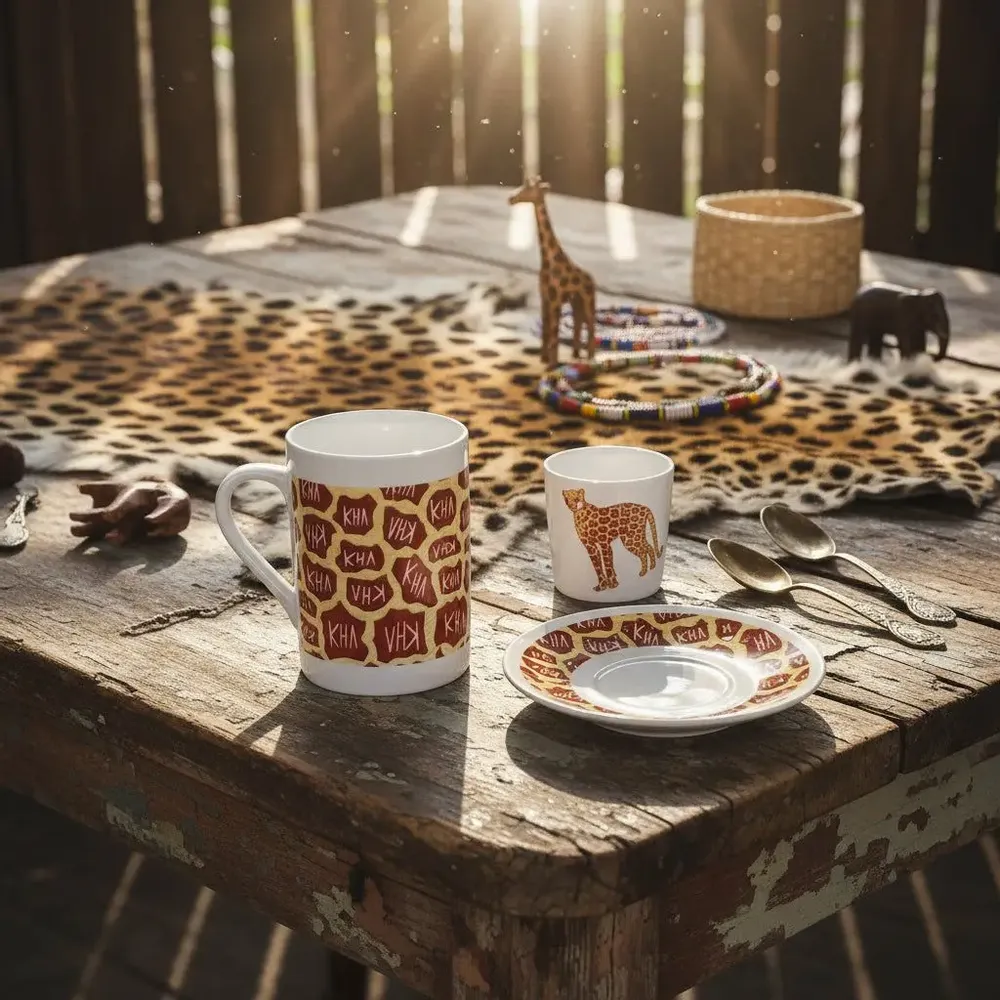 Gifts - Autumn Awakening: Customizable Fine Porcelain Breakfast Set - Unique WAX Pattern & Handcrafted - KEMI HOME ART