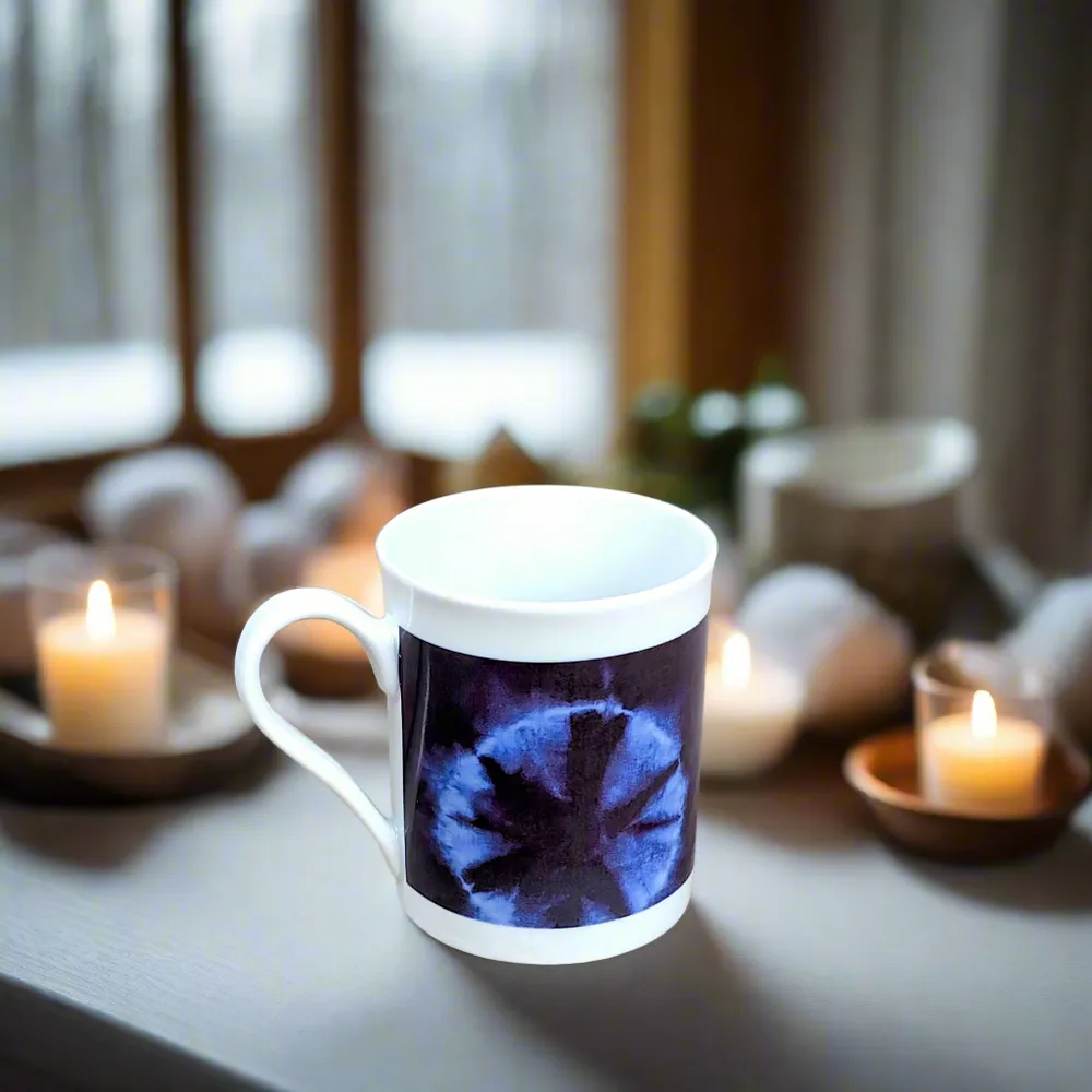 Gifts - Indigo Awakening: Customizable French Porcelain Breakfast Set – Plate, Cup & Mug in Limited Edition - KEMI HOME ART