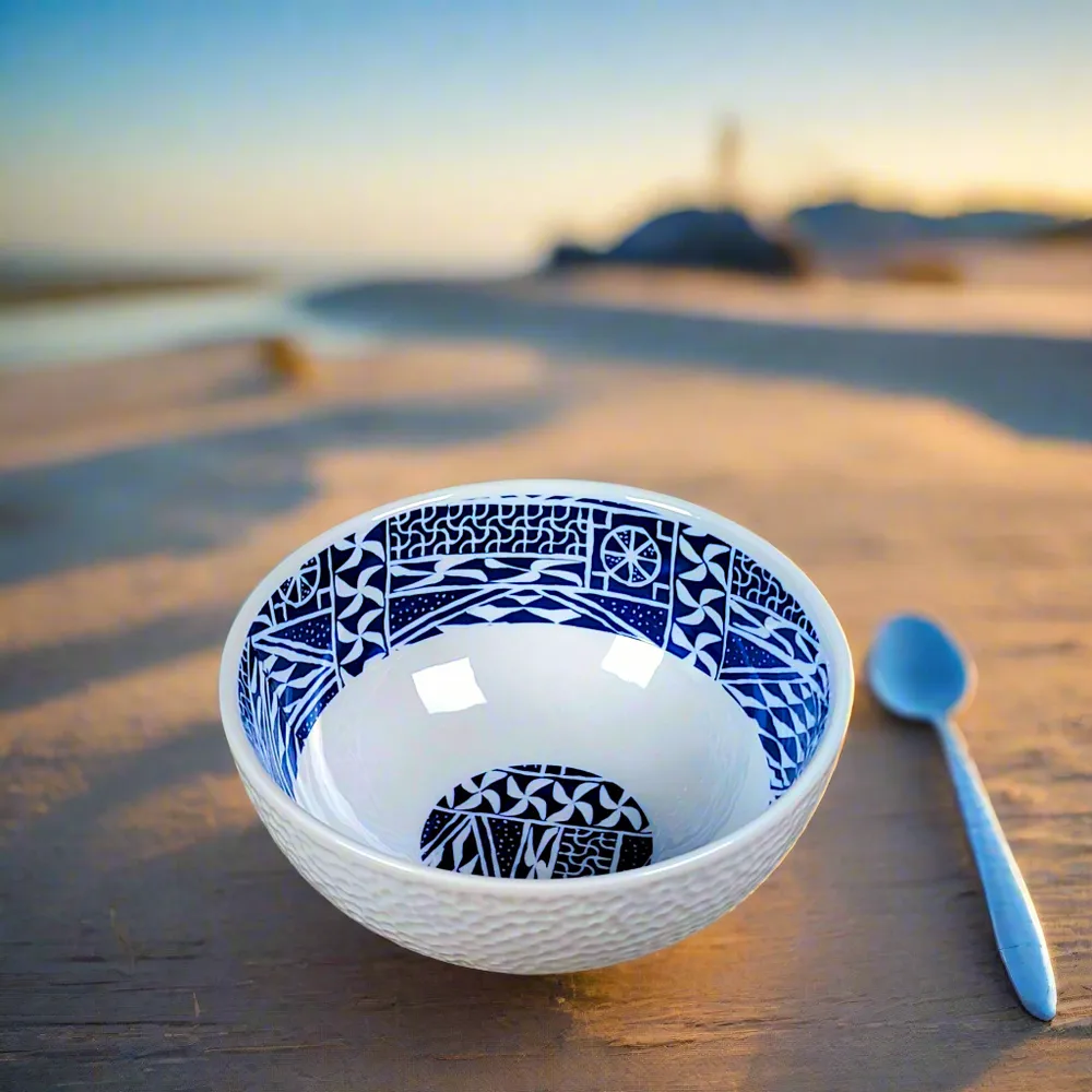 Gifts - Royal Awakening: Customizable French Porcelain Breakfast Set with Unique Cameroonian N'Dop Motif - KEMI HOME ART