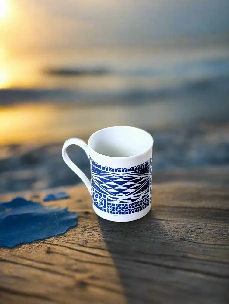 Gifts - Royal Awakening: Customizable French Porcelain Breakfast Set with Unique Cameroonian N'Dop Motif - KEMI HOME ART