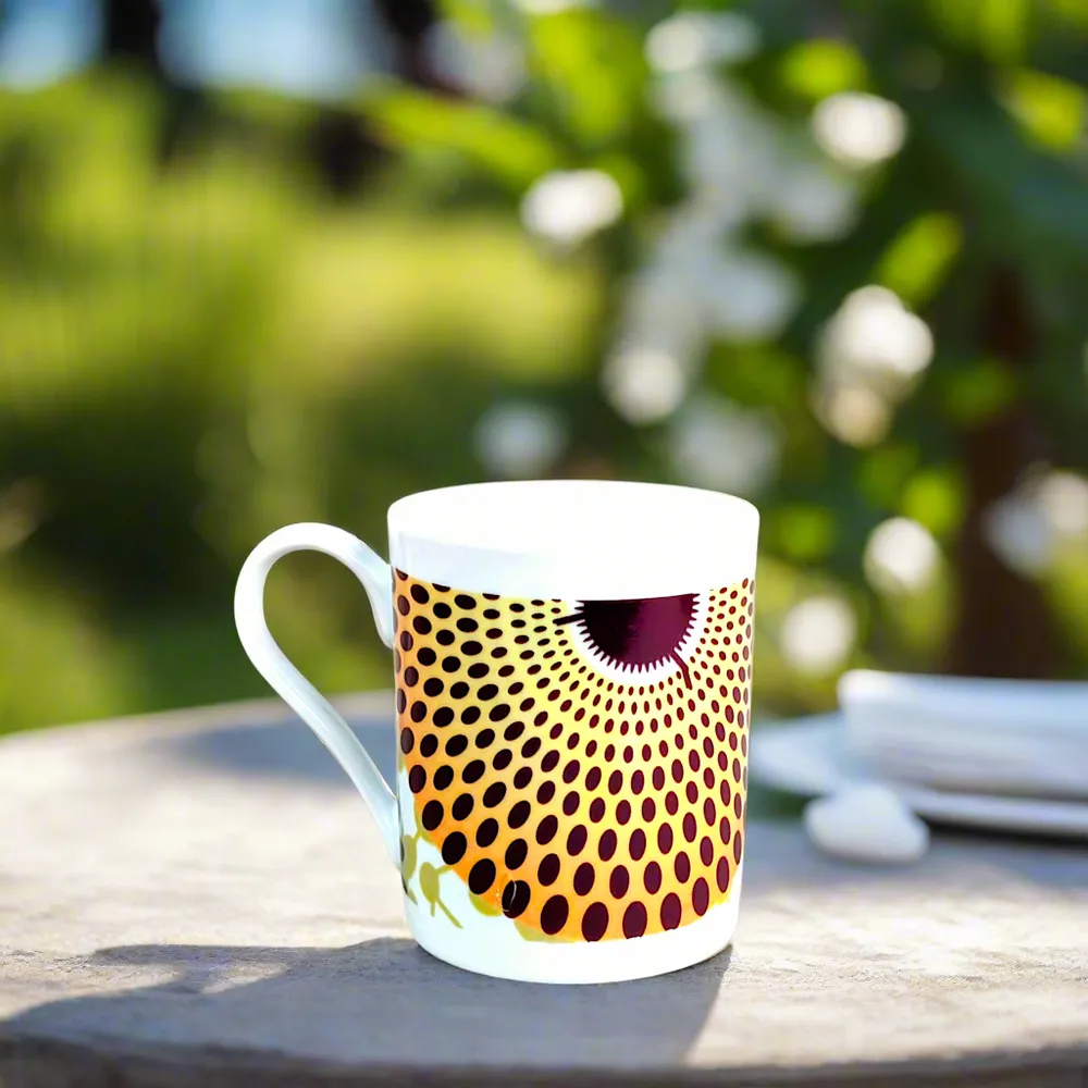 Gifts - Customizable Breakfast Set in Fine Porcelain - Unique Gamma Phone WAX Pattern - Plate, Bowl & Mug Handcrafted - KEMI HOME ART