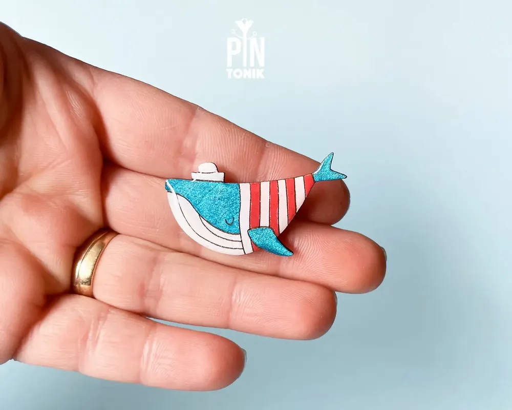 Broches - Broche Baleine en Bois - PINTONIK