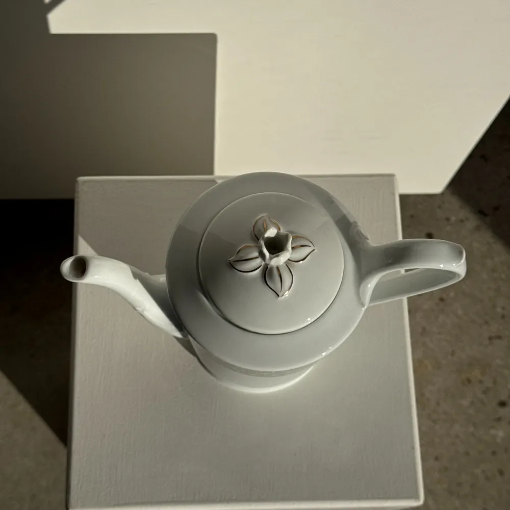 Tea and coffee accessories - Porcelain teapot from Bavaria Germany blue border - OFFICE OBJETS