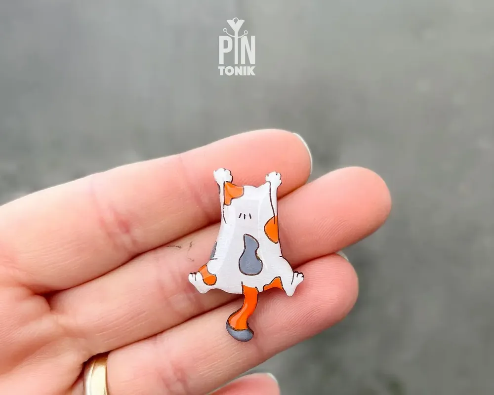 Broches - Épinglette en bois Calico Cat - PINTONIK