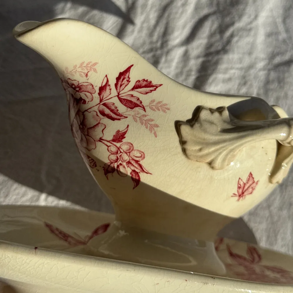 Platter and bowls - Ancient pink saucier earthenware Badonviller model Jasmin - OFFICE OBJETS