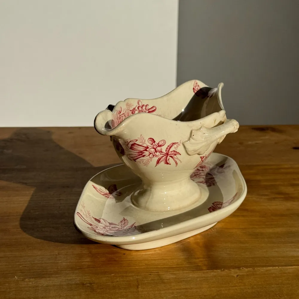 Platter and bowls - Ancient pink saucier earthenware Badonviller model Jasmin - OFFICE OBJETS