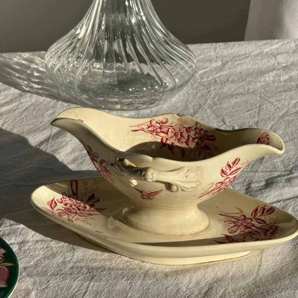 Platter and bowls - Ancient pink saucier earthenware Badonviller model Jasmin - OFFICE OBJETS