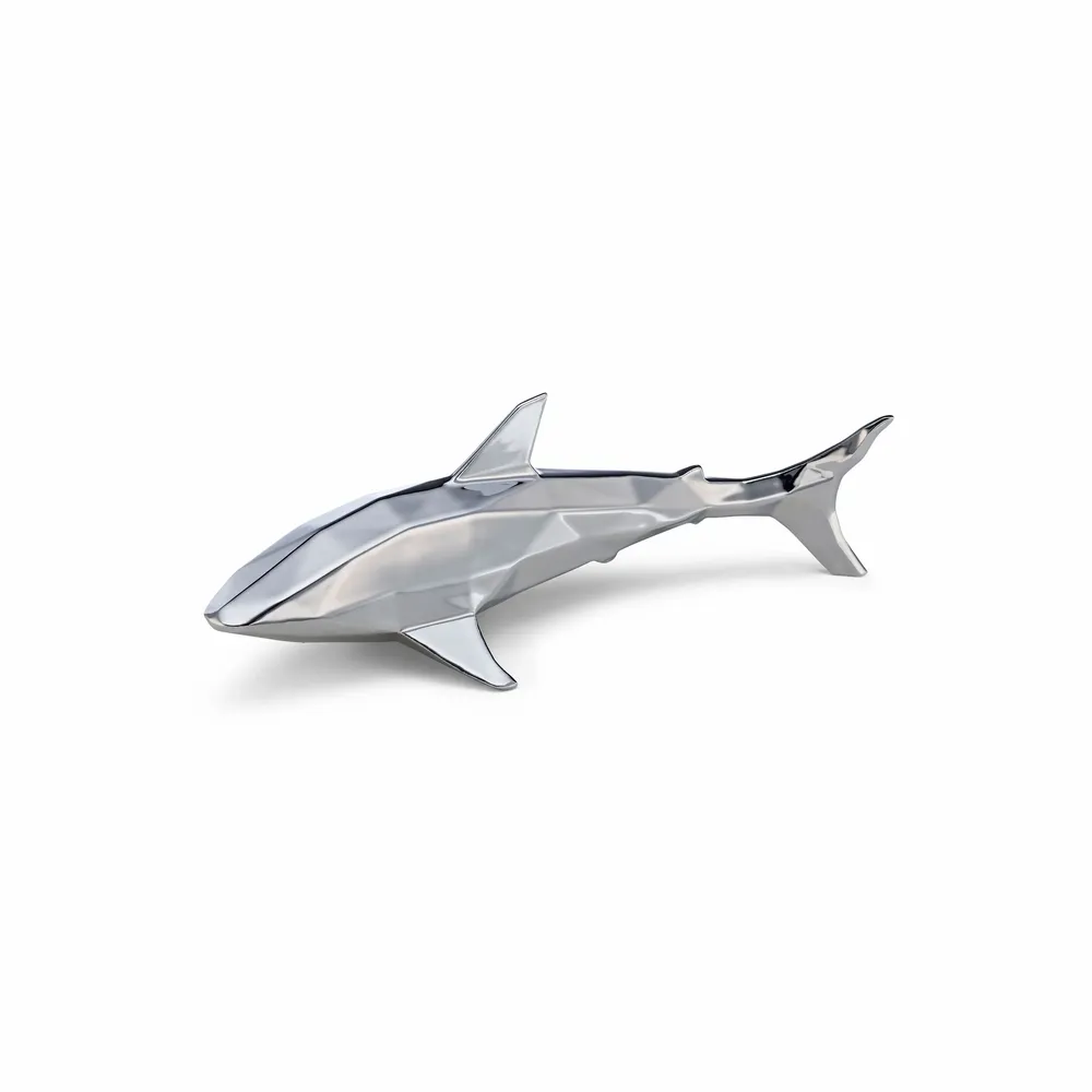 Hotel bedrooms - Porcelain Shark Sculpture – Silver Edition - OCEANSTORE DESIGN