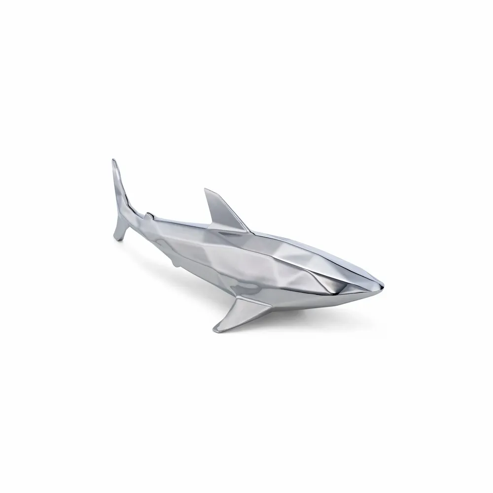 Hotel bedrooms - Porcelain Shark Sculpture – Silver Edition - OCEANSTORE DESIGN