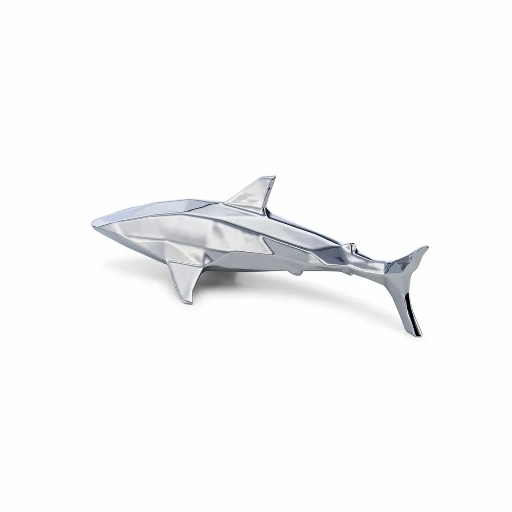 Hotel bedrooms - Porcelain Shark Sculpture – Silver Edition - OCEANSTORE DESIGN