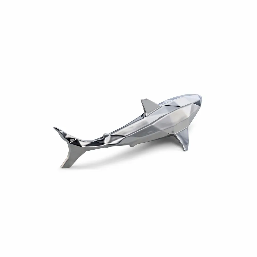 Hotel bedrooms - Porcelain Shark Sculpture – Silver Edition - OCEANSTORE DESIGN