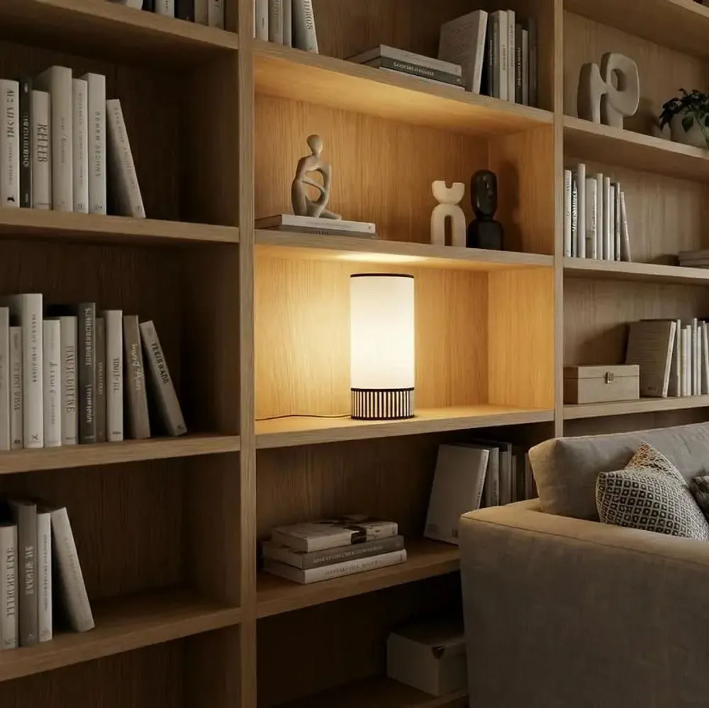 Lampes de table - Lampe TUBE Lin + rayures - CÔTE OUEST DÉCO - PRO