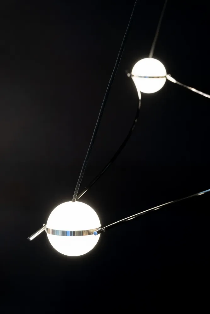 Hanging lights - Kosmos 6L - stainless steel glass sphere LED pendant lamp - MOSS OBJECTS