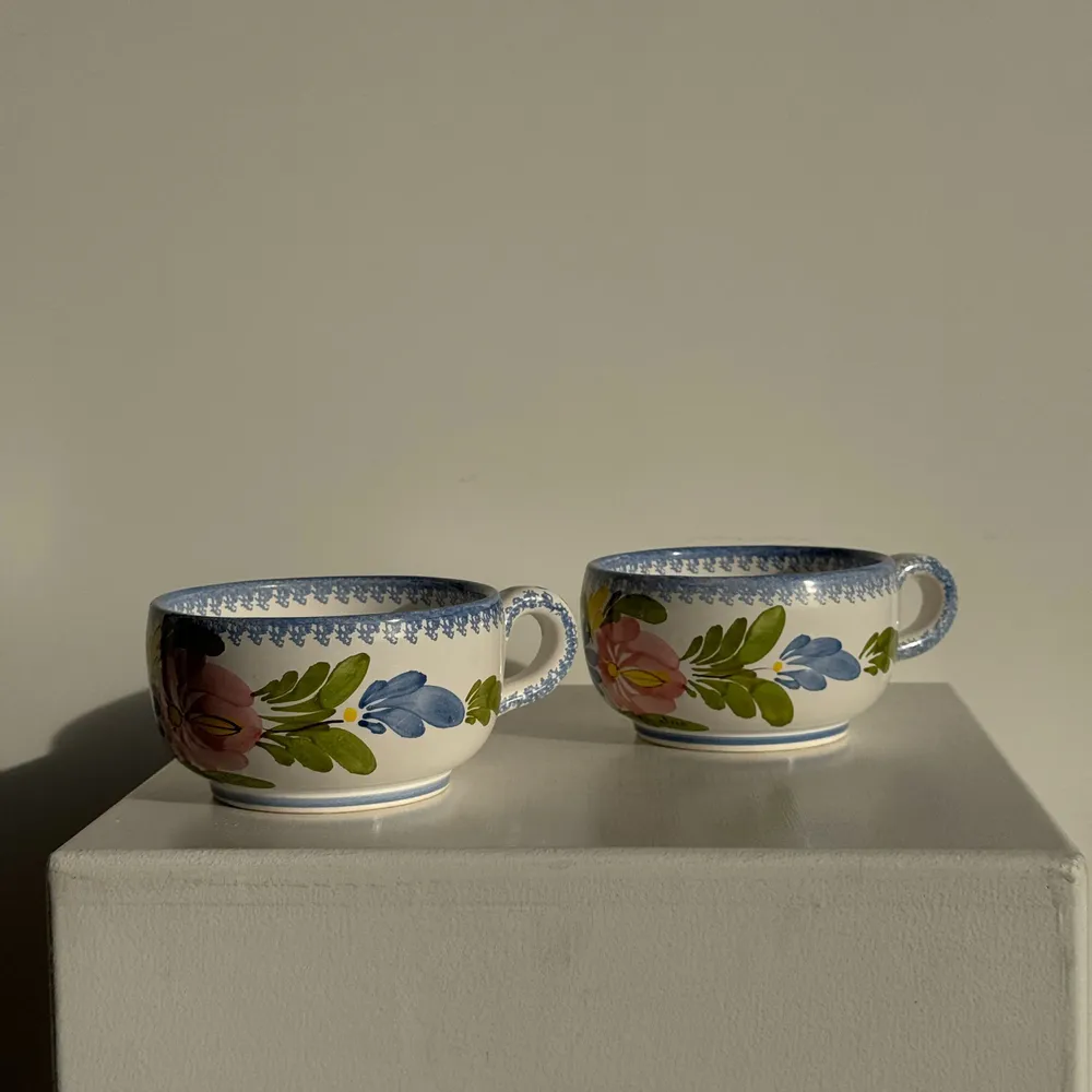 Mugs - Set of 2 Quimper blue earthenware cups H6.5 D15 - OFFICE OBJETS