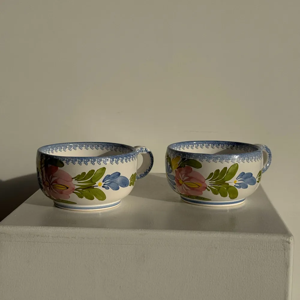 Mugs - Set of 2 Quimper blue earthenware cups H6.5 D15 - OFFICE OBJETS