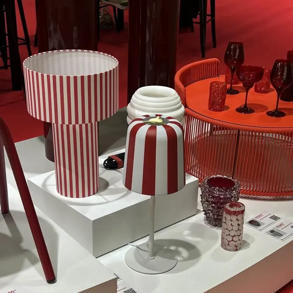 Table lamps - OCTAVEO lamp with red stripes | MY LÉONE - CÔTE OUEST DÉCO - PRO