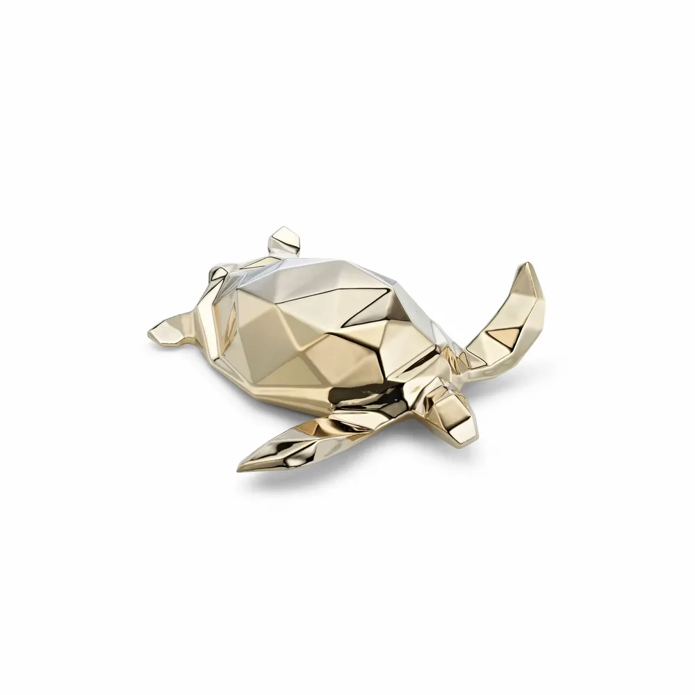 Hotel bedrooms - Porcelain Turtle Sculpture – Gold Edition - OCEANSTORE DESIGN