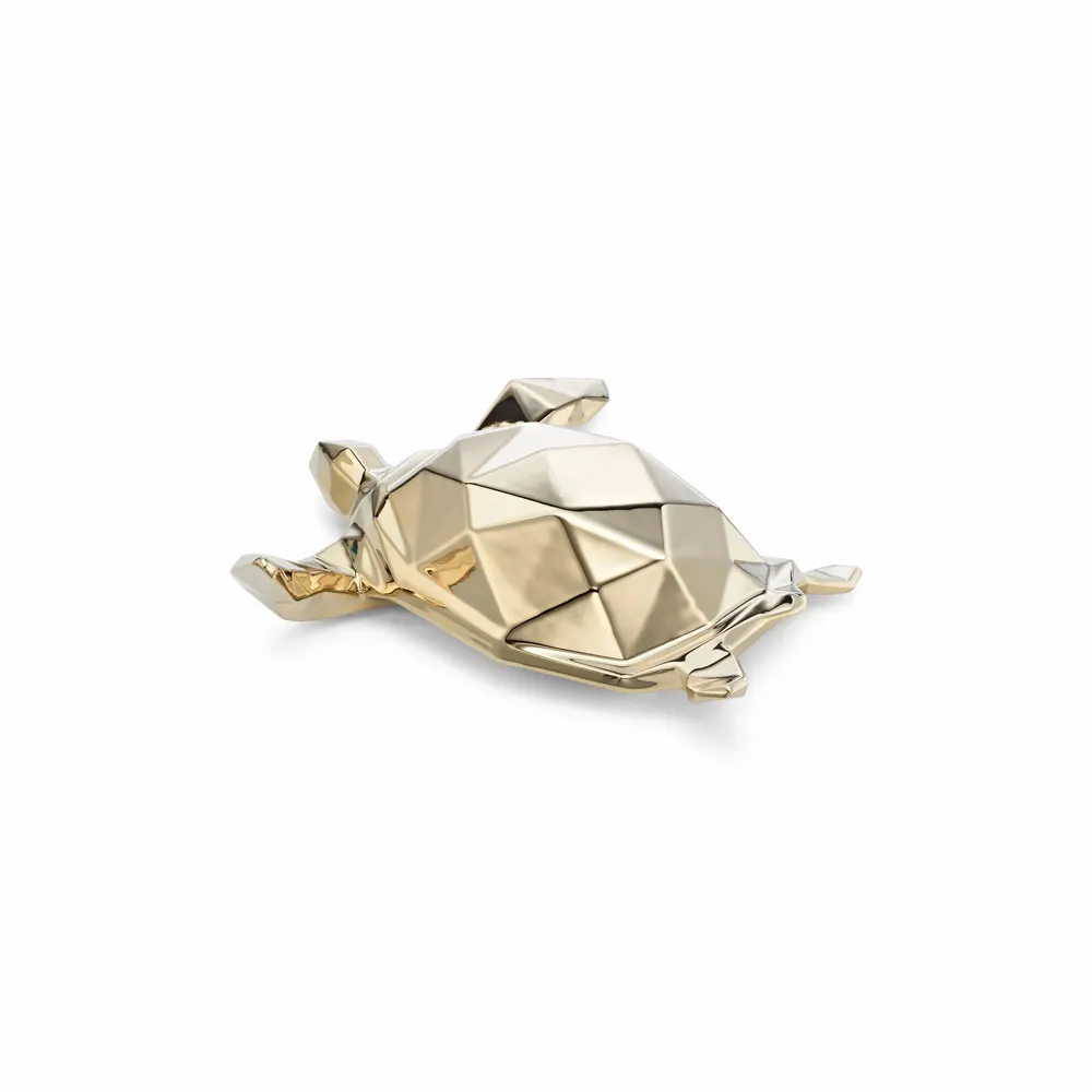 Hotel bedrooms - Porcelain Turtle Sculpture – Gold Edition - OCEANSTORE DESIGN