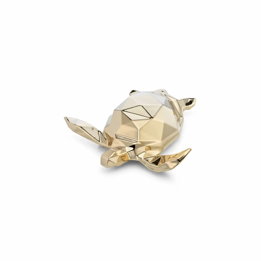 Hotel bedrooms - Porcelain Turtle Sculpture – Gold Edition - OCEANSTORE DESIGN