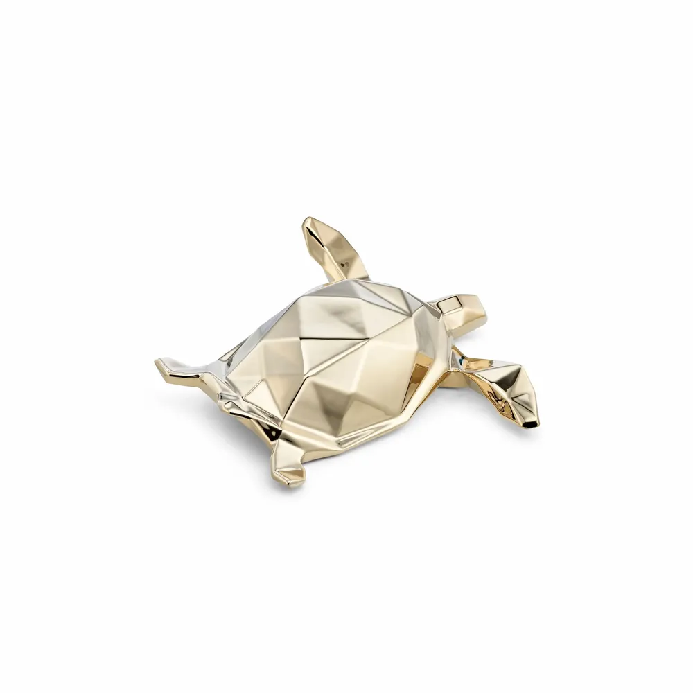 Hotel bedrooms - Porcelain Turtle Sculpture – Gold Edition - OCEANSTORE DESIGN