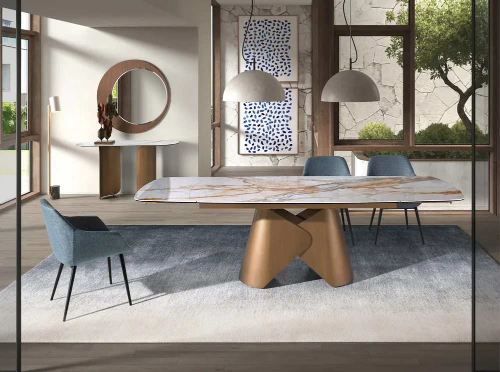 Chairs - Greyish blue marbled fabric chair - ANGEL CERDÁ