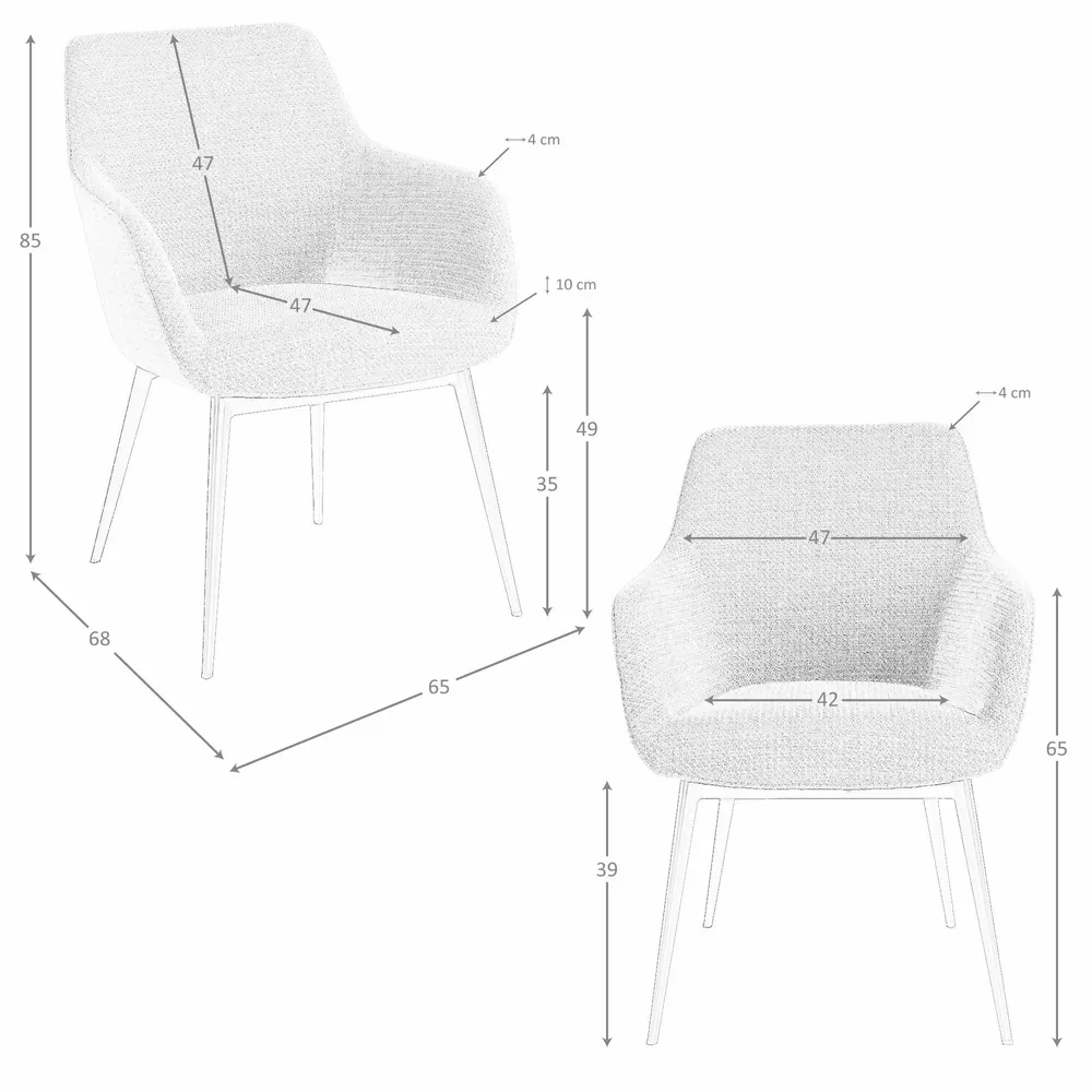 Chaises - Chaise en tissu gris - ANGEL CERDÁ