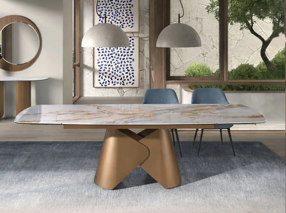 Tables Salle à Manger - Table de salle à manger extensible ovale en forme de tonneau en marbre - ANGEL CERDÁ