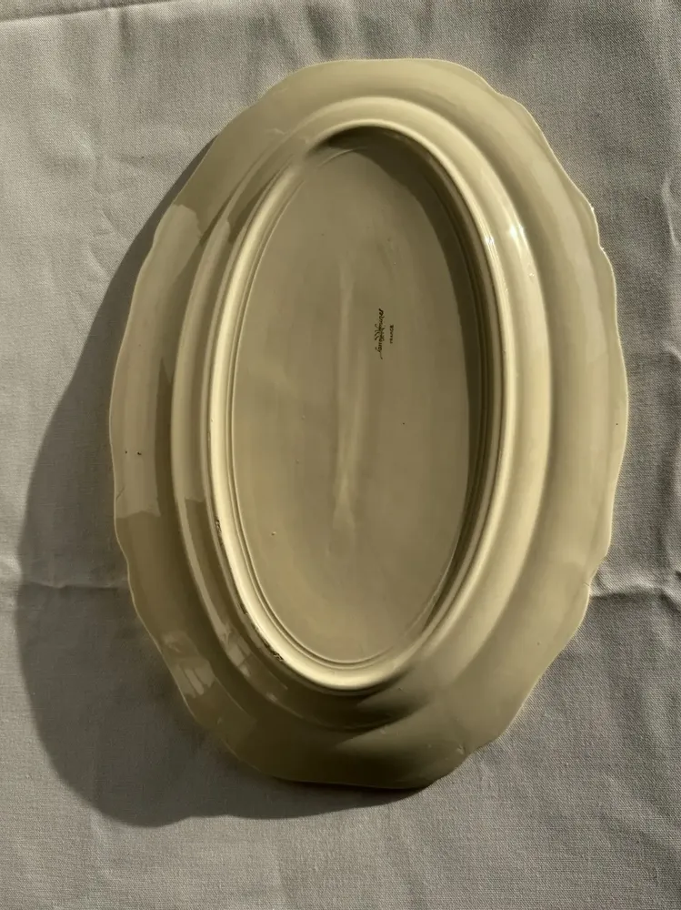 Platter and bowls - Large oval dish in cream earthenware Sarreguemines France L44 - OFFICE OBJETS
