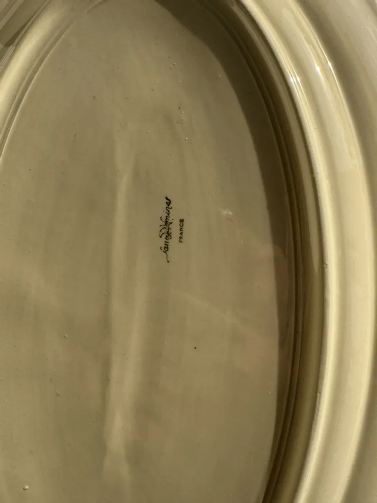 Platter and bowls - Large oval dish in cream earthenware Sarreguemines France L44 - OFFICE OBJETS