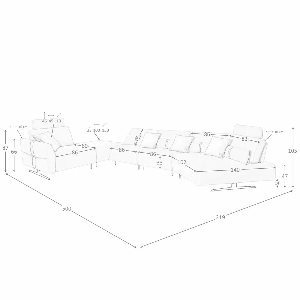 Sofas - Left-hand modular chaise longue sofa in sand fabric - ANGEL CERDÁ