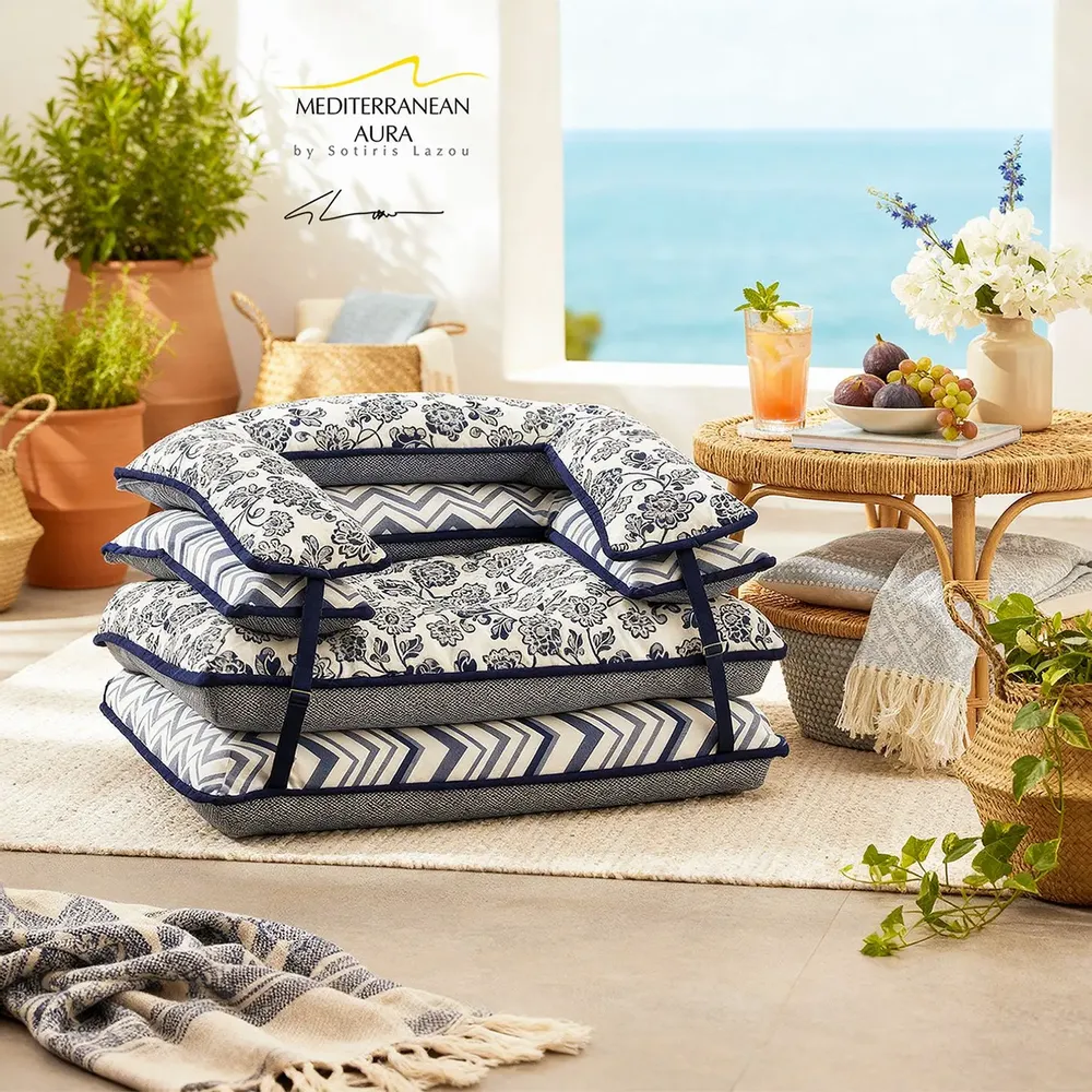 Tissus d'extérieur - Pouf Mediterranean Aura - POUFOMANIA