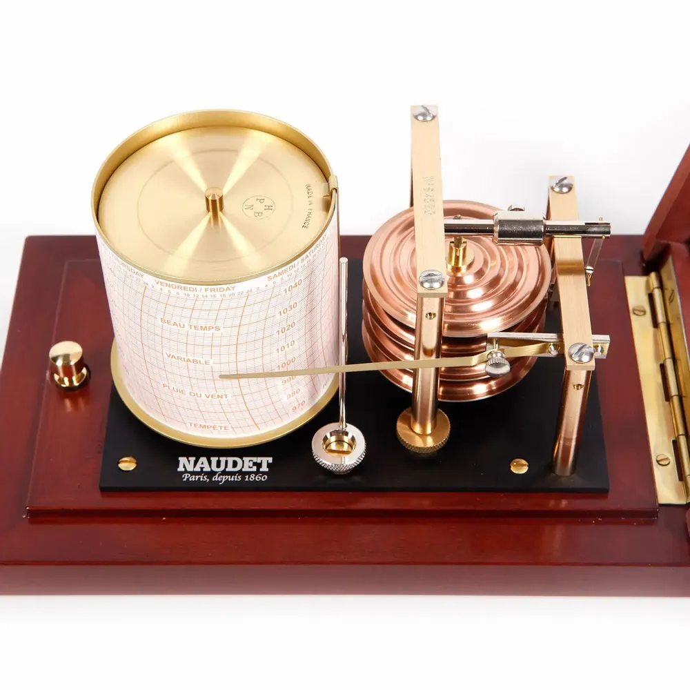 Clocks - SMALL WOODEN BAROGRAPH - NAUDET