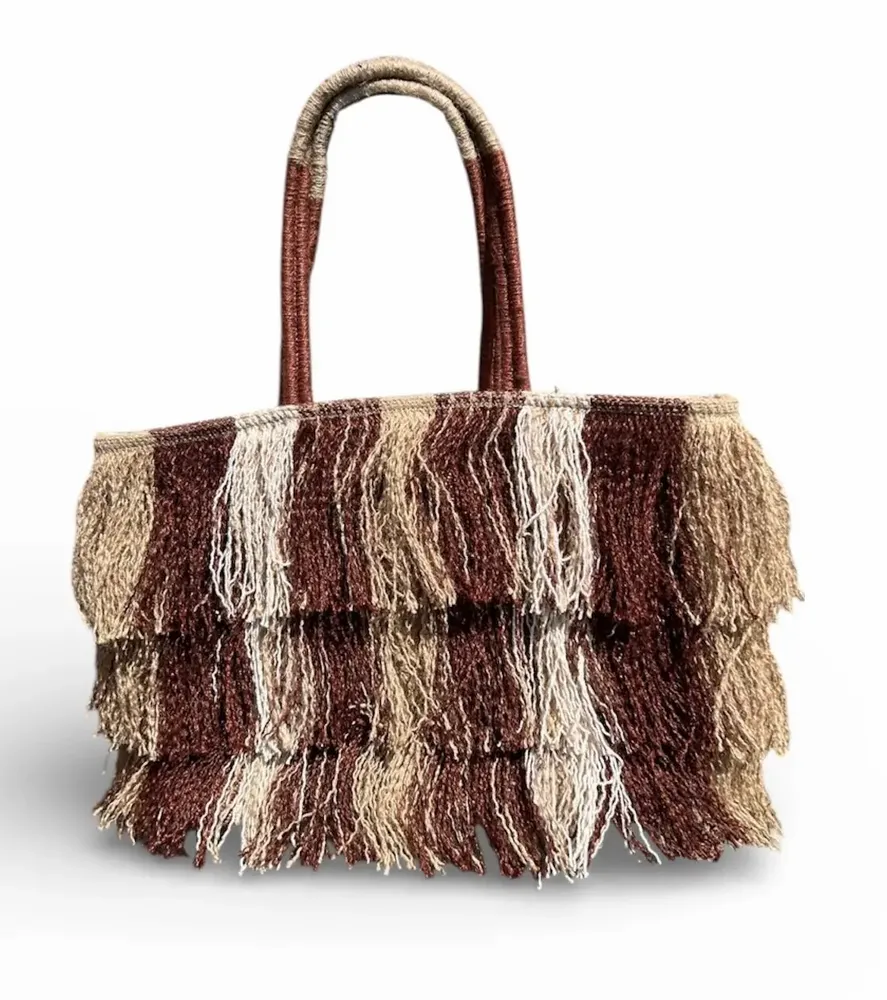 Sacs et cabas - Jute macramé fringe bag - mixed colours - MAISON BENGAL