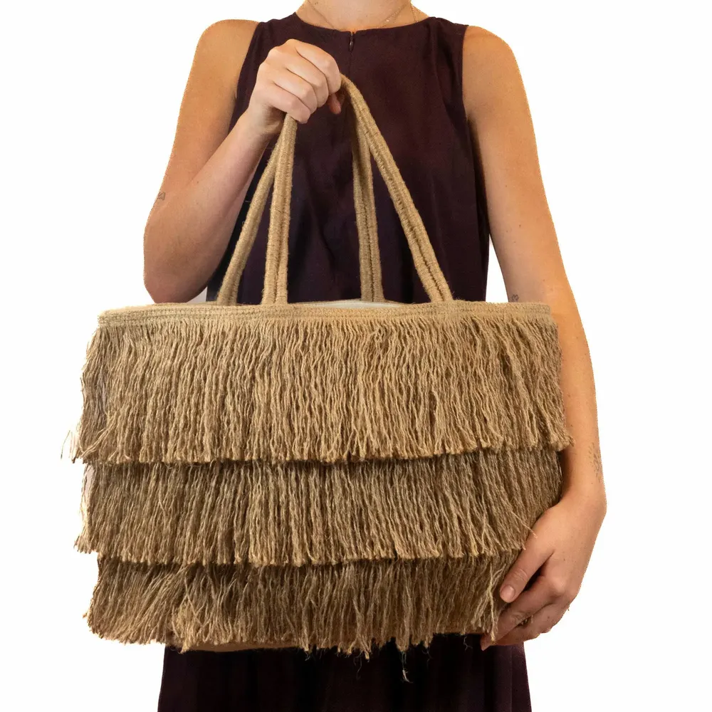 Sacs et cabas - Jute macramé fringe bag - mixed colours - MAISON BENGAL