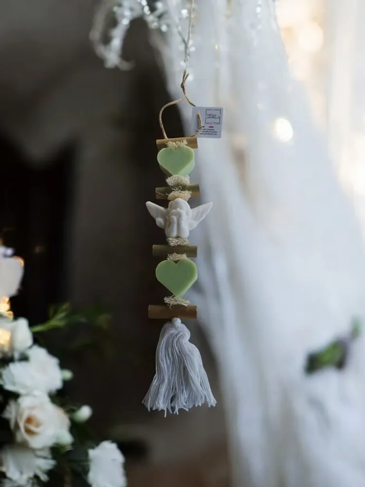 Savons - tresse 1 Savon Verveine 1 Savon Ange Bergamote 1 Cœur Verveine - FABRIQUE LOMAELLE