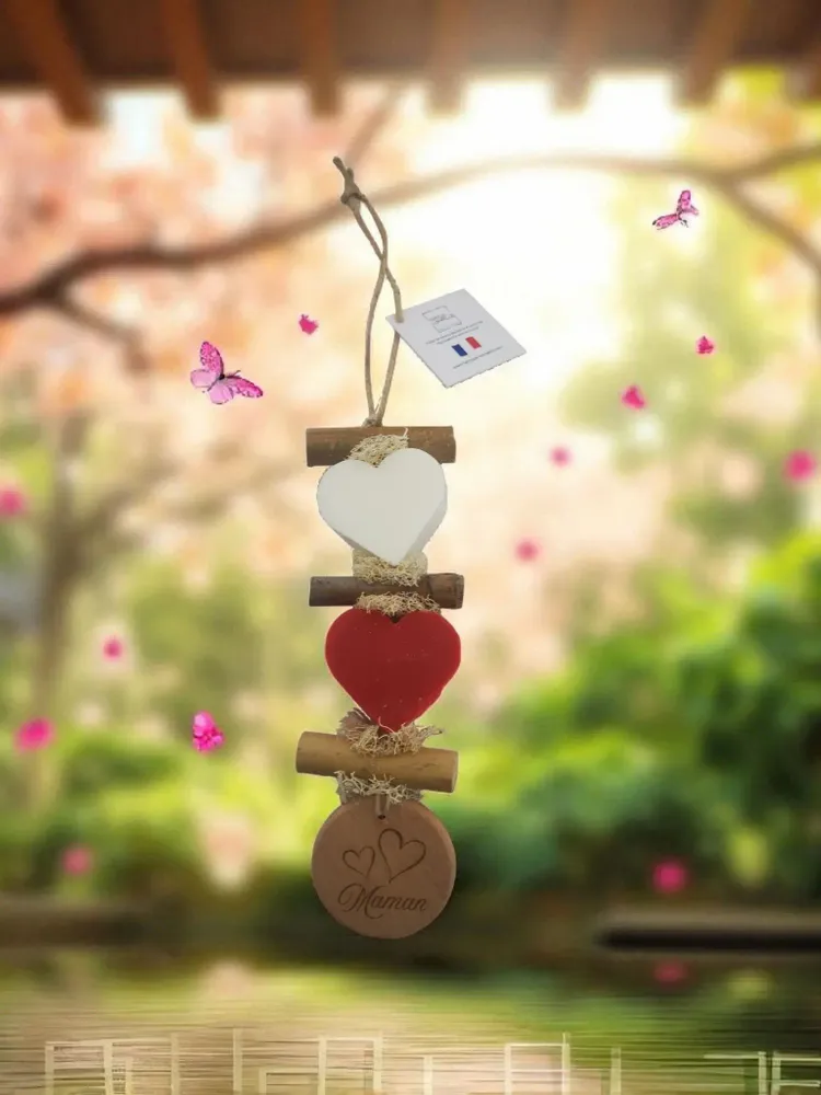 Savons - Tresse 1 Cœur Bergamotte 1 Cœur Fruit rouge 1 Rond bois gravé "Maman" - FABRIQUE LOMAELLE