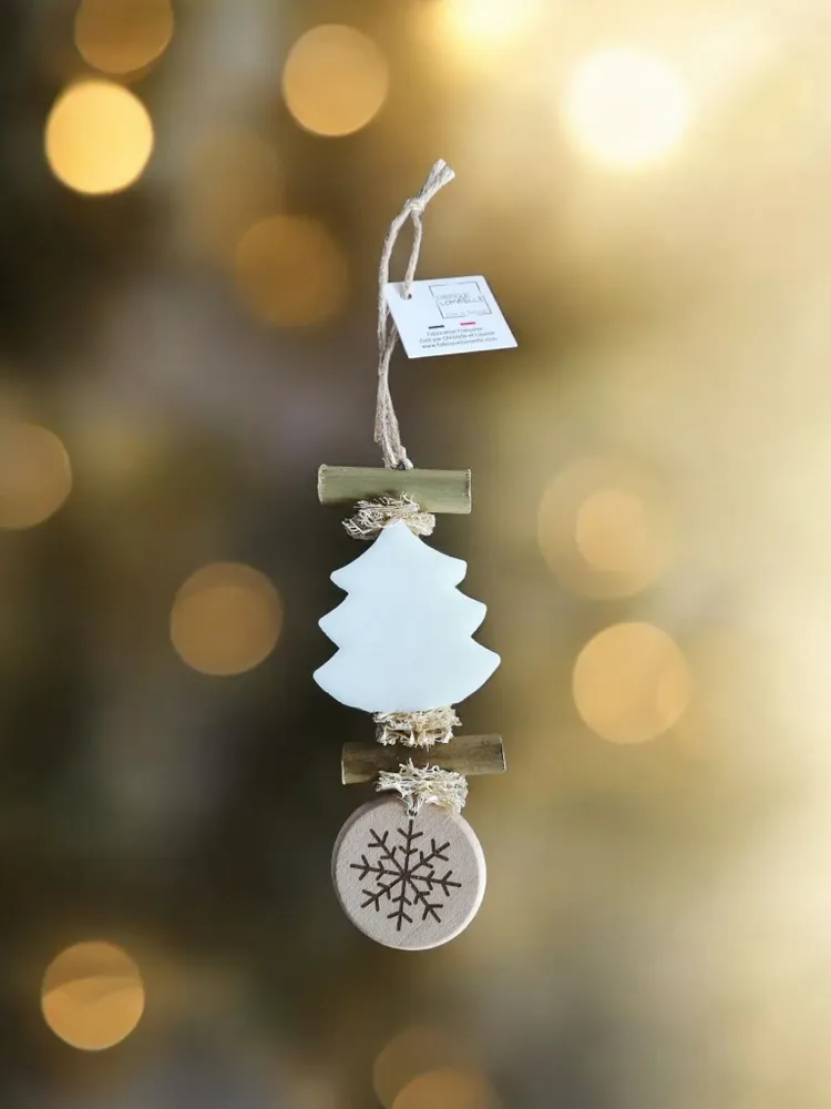 Savons - Tresse 1 Savon Sapin Blanc Bergamote avec Rond Bois "Flocon" - FABRIQUE LOMAELLE