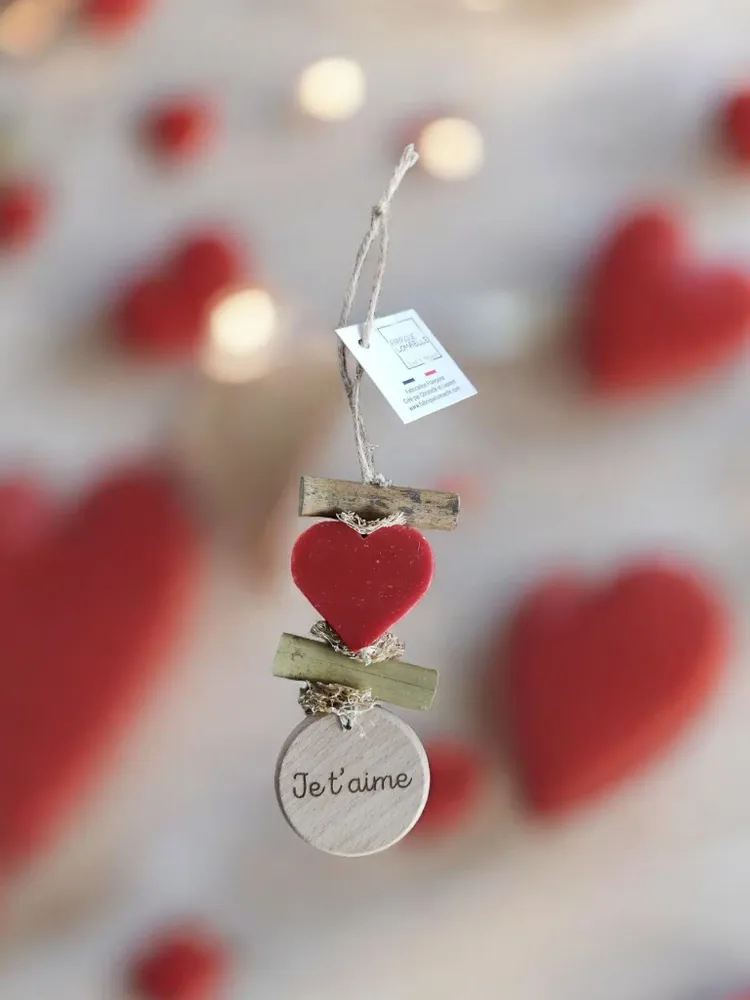 Savons - Tresse 1 Savon Coeur Fruit Rouge avec Rond bois "Je t'aime" - FABRIQUE LOMAELLE