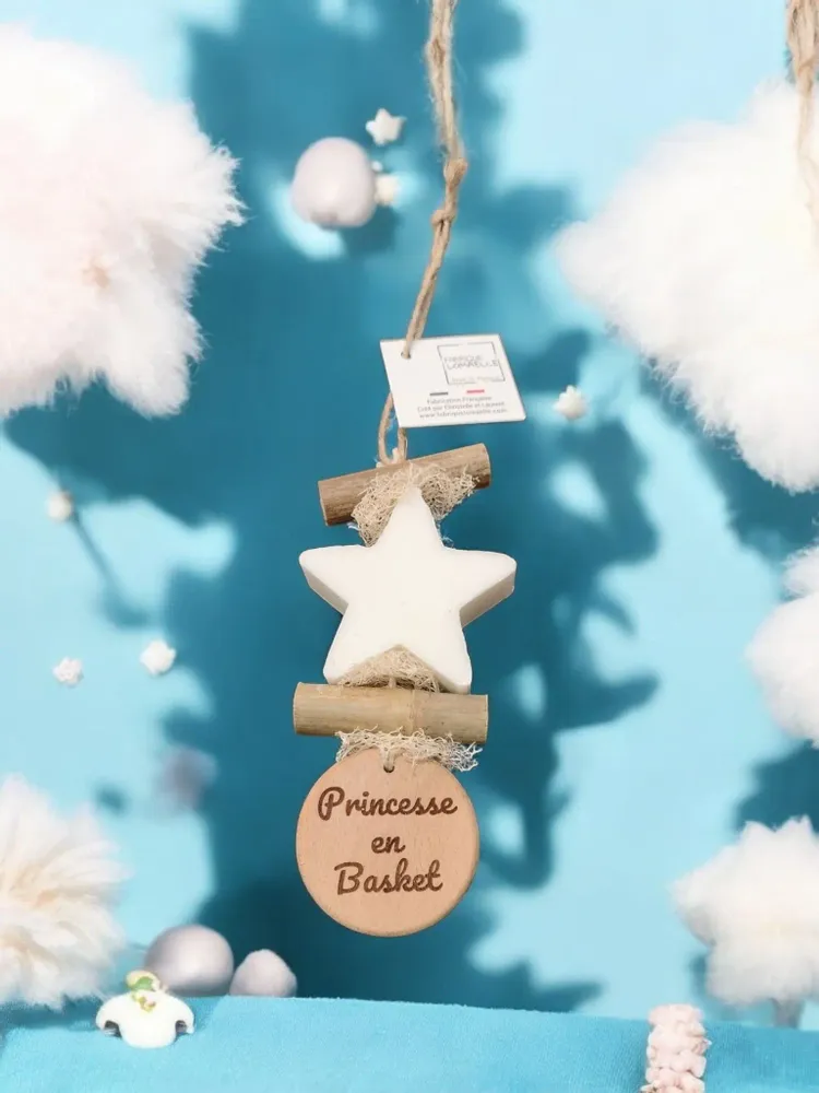 Savons - Tresse 1 Etoile Bergamote avec Rond Bois "Princesse en basket" - FABRIQUE LOMAELLE