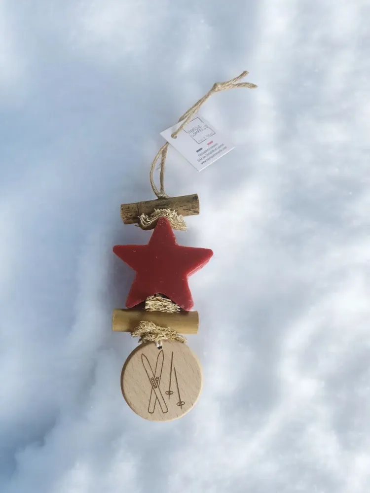 Savons - Tresse 1 Etoile Fruit Rouge avec Rond bois "Ski" - FABRIQUE LOMAELLE