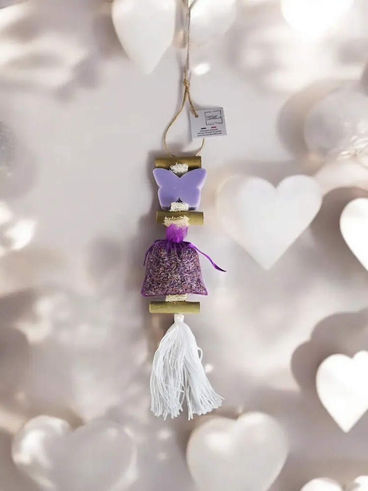 Savons - Tresse 1 Savon Papillon Lavande avec un sachet de lavandin - FABRIQUE LOMAELLE