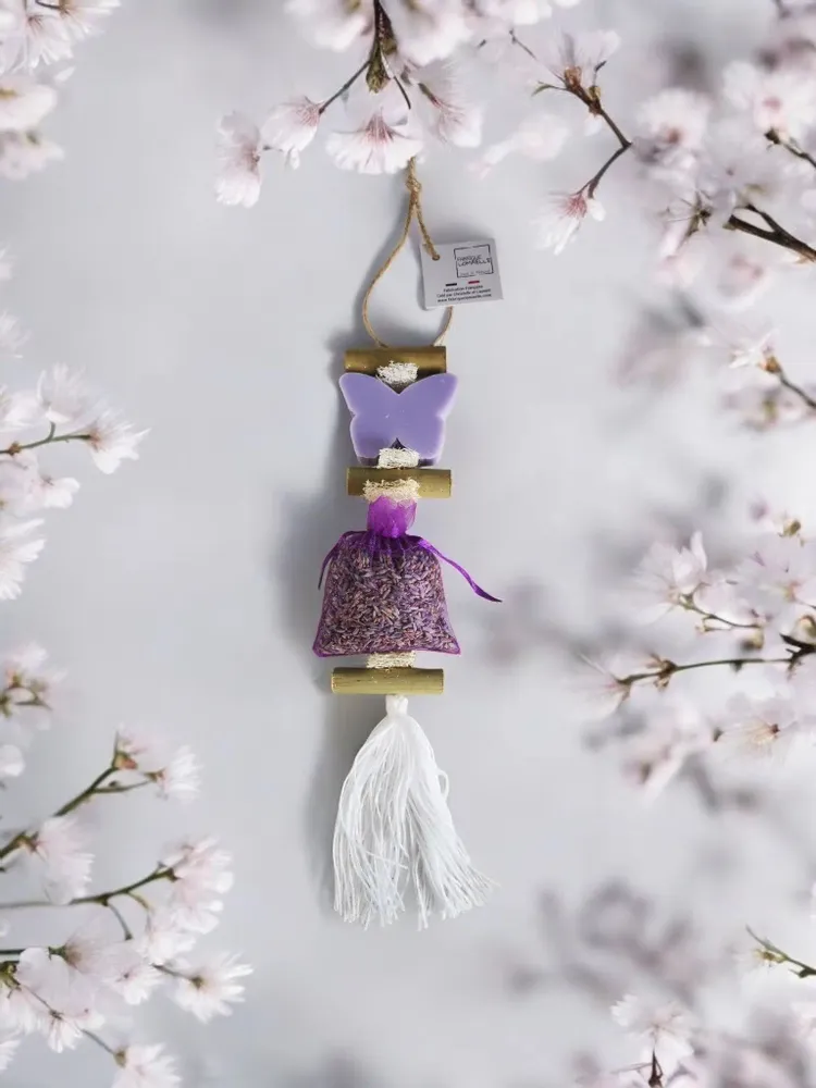 Savons - Tresse 1 Savon Papillon Lavande avec un sachet de lavandin - FABRIQUE LOMAELLE