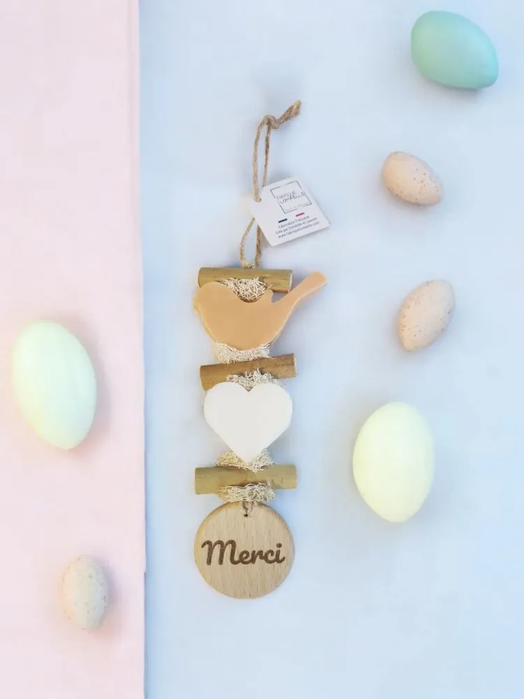 Soaps - Braided soap, 1 Bird Orange Blossom soap, 1 Bergamot Heart soap with a wooden "Thank You" disc - FABRIQUE LOMAELLE