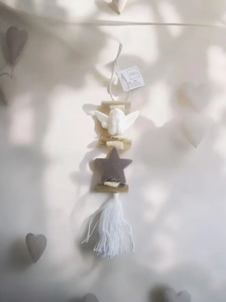 Savons - Tresse 1 Savon Ange et 1 Savon Etoile Fleur de Coton - FABRIQUE LOMAELLE