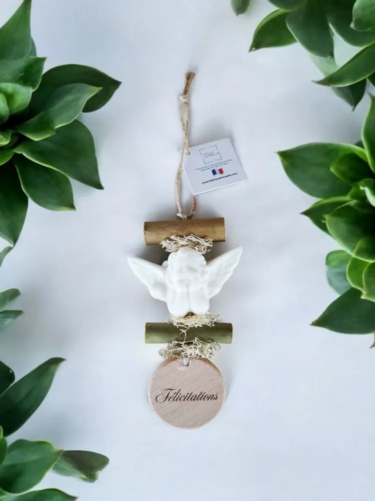 Savons - Tresse 1 Savon Ange Bergamote avec Rond Bois "Félicitations" - FABRIQUE LOMAELLE